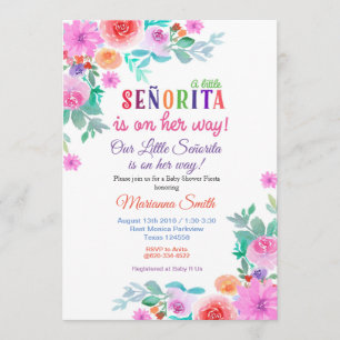 Girl Fiesta Baby shower invitation Floral party