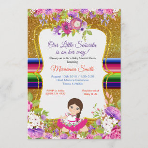 Girl Fiesta Baby shower invitation Floral Senorita
