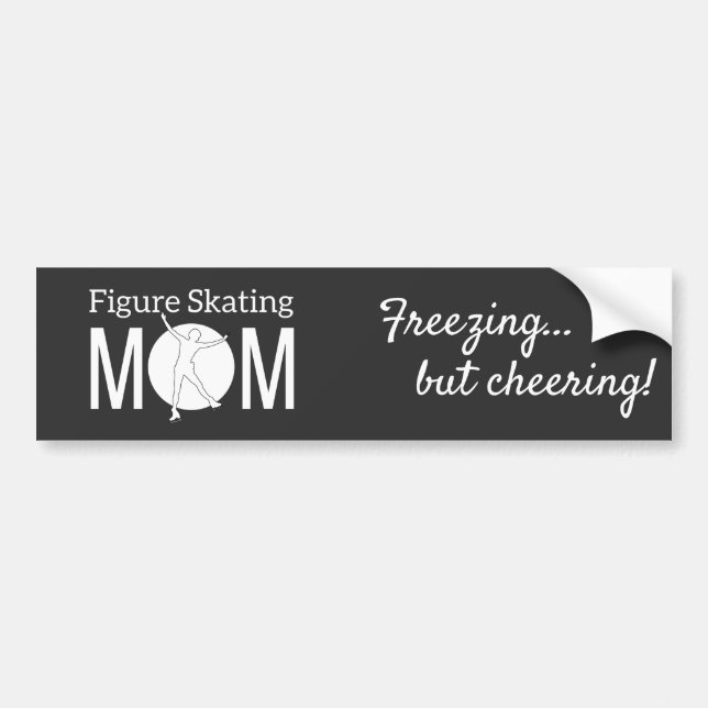 Girl figure skater Mum black and white Bumper Sticker (Front)