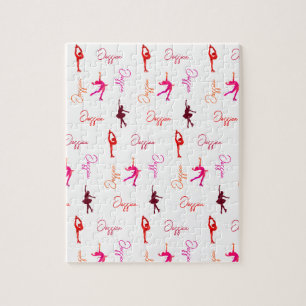 Girl Figure Skating Ice Skating Name All Over  Jigsaw Puzzle