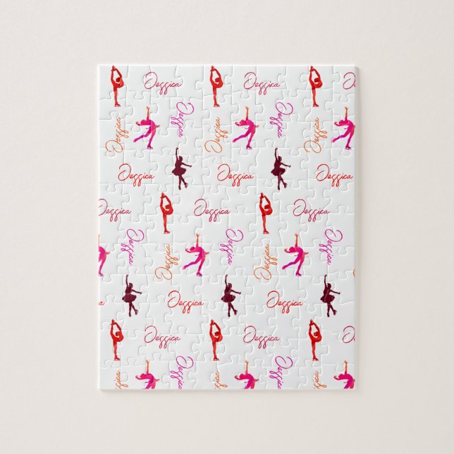 Girl Figure Skating Ice Skating Name All Over  Jigsaw Puzzle (Vertical)