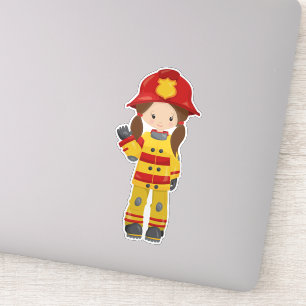 Girl Fireman, Female Firefighter, Brown Hair