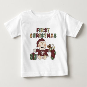 Girl First 1st Christmas Holidays Baby T-Shirt