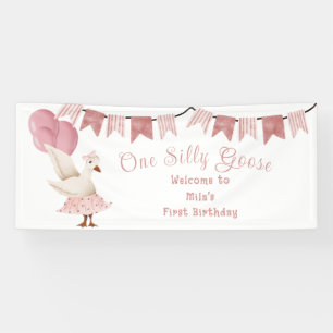 Girl first Birthday One Silly Goose Banner
