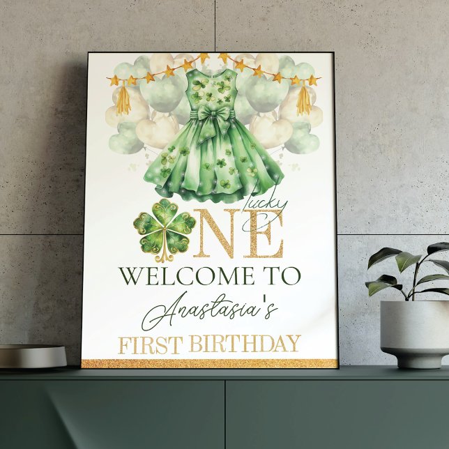 Girl First Birthday St Patrick's Day Personalised Poster (Creator Uploaded)