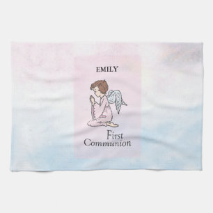 Girl, First Communion Angel Tea Towel