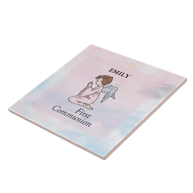 Girl, First Communion Angel Tile (Side)