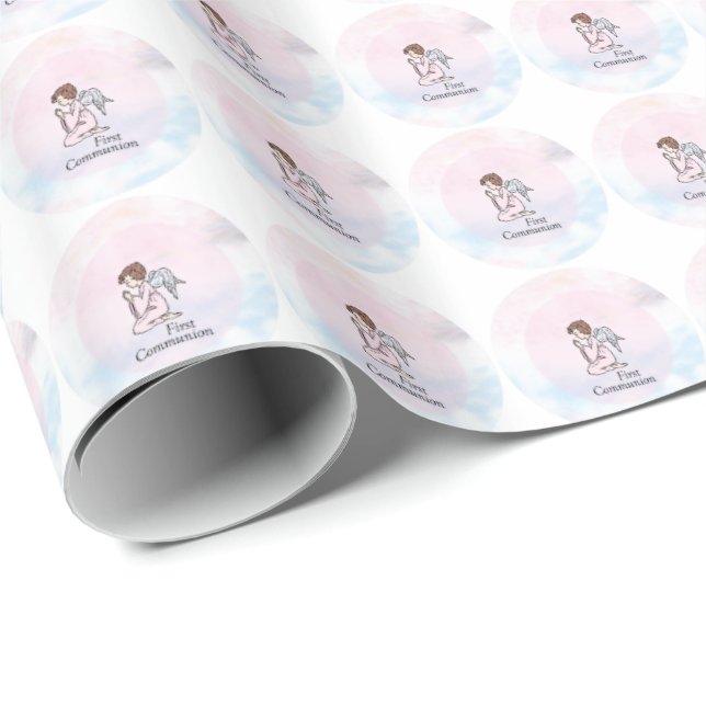 Girl, First Communion Angel Wrapping Paper (Roll Corner)