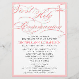 Girl First Communion Invitation - Pink & Modern