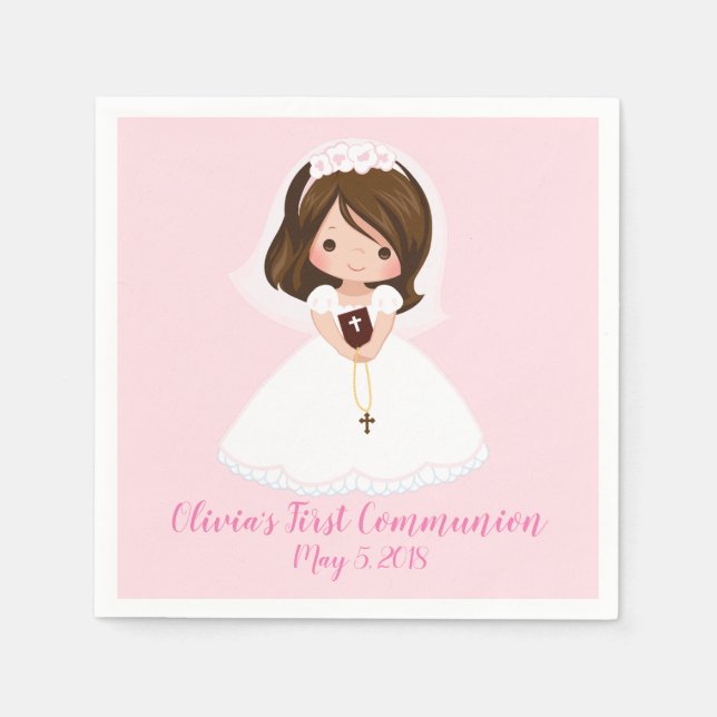 Girl First Communion Napkins (Front)
