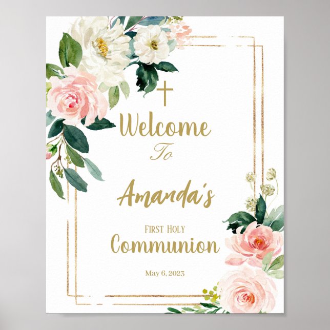 Girl First Communion Welcome Sign (Front)
