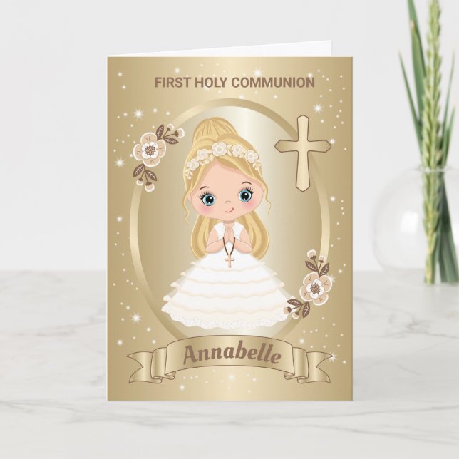 GIRL FIRST HOLY COMMUNION GREETING CARD (Front)