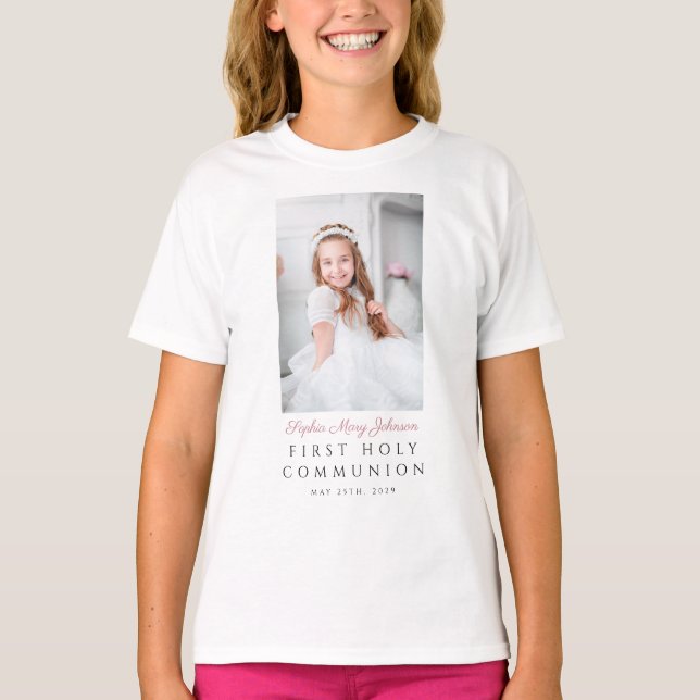 Girl First Holy Communion Photo T-Shirt (Front)