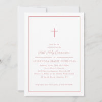 Girl First Holy Communion Pink Cross Simple Frame