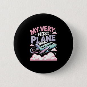 Girl First Plane Ride Children First Time Flyer 6 Cm Round Badge