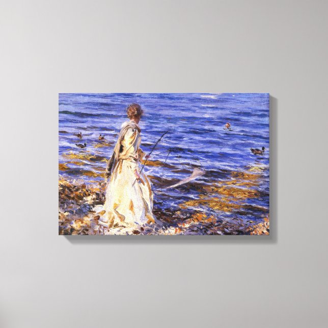 Girl Fishing (by John Singer Sargent) Canvas Print (Front)