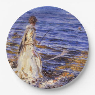 Girl Fishing (by John Singer Sargent) Paper Plate