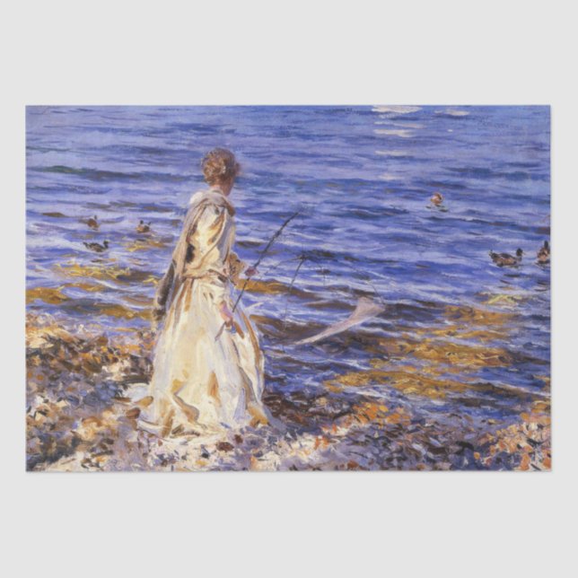 Girl Fishing (by John Singer Sargent) Tissue Paper (Front)