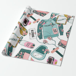 Girl Fitness Pattern Wrapping Paper