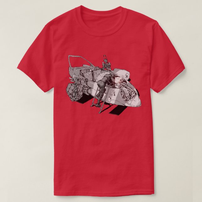 Girl fixing a Moebius car T-Shirt (Design Front)