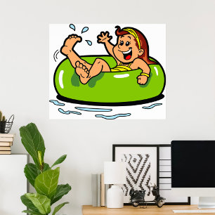 Girl Floating In An Inner Tube Poster