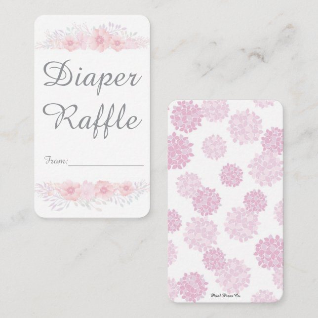 girl floral simple baby shower botanical diaper  calling card (Front/Back)