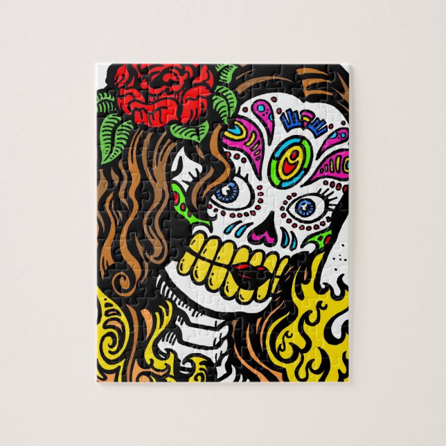 Girl Flower Sugar Skull Jigsaw Puzzle (Vertical)