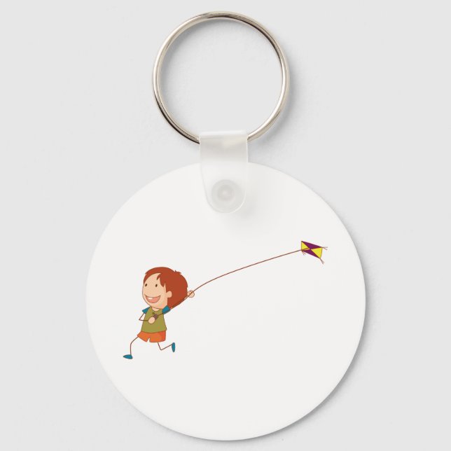 Girl Flying A Kite Key Ring (Front)