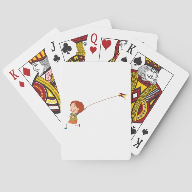Girl Flying A Kite Playing Cards (Back)