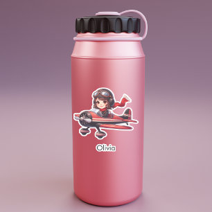 Girl Flying Airplane cute cartoon Personalized