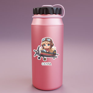 Girl Flying Airplane cute cartoon Personalized