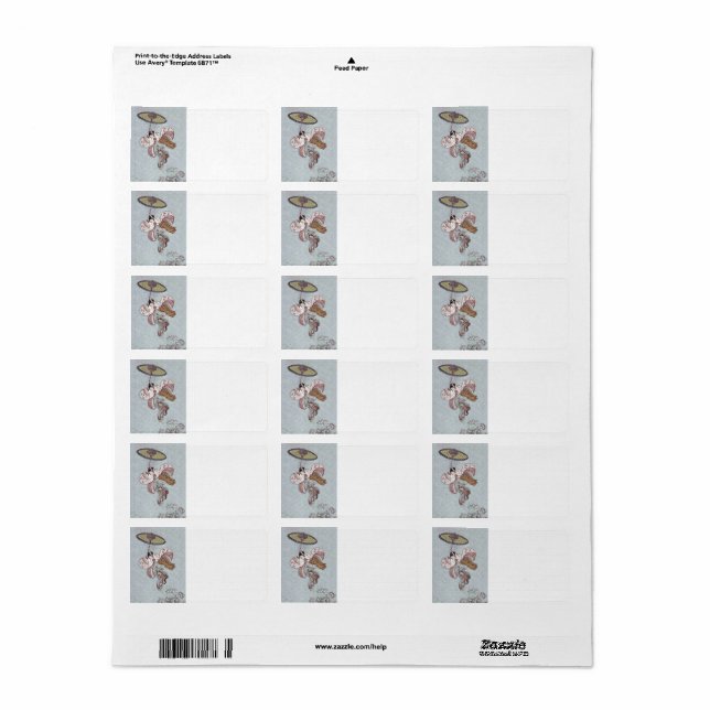 Girl Flying Umbrella in Spring Label (Full Sheet)