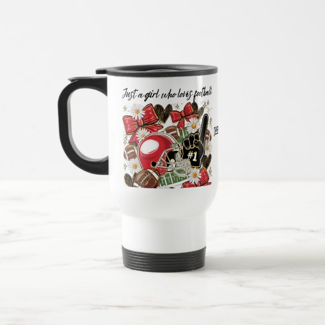 girl football travel mug (Left)