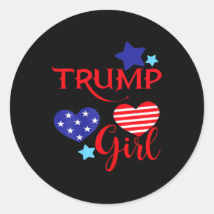 Girl For Donald Trump 2025 Cute Trump Flag Women G Classic Round Sticker