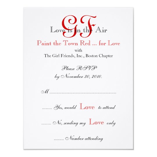 Girl Friends Night Out RSVP Cards Red