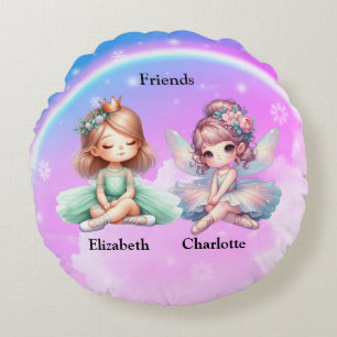 Girl friends round cushion
