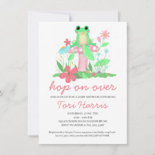 Girl Frog Hop on Over Baby Shower Invitation