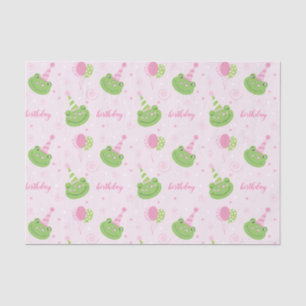 Girl Frog in Party Hat Pink Green Birthday Tissue Paper