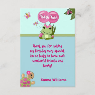 Girl FROG Thank You card 3.5"x5" (FLAT style)