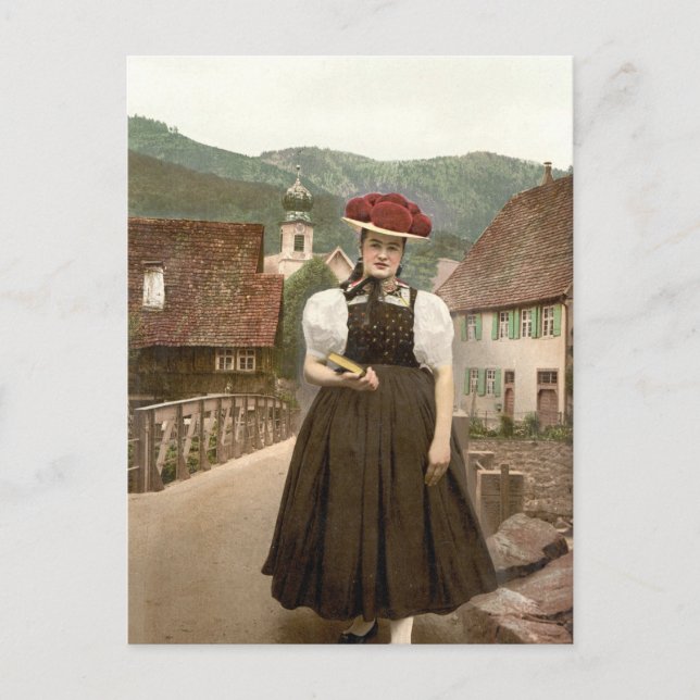Girl from the Black Forest in Germany (c. 1900) Postcard (Front)