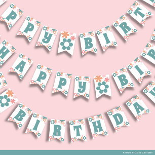 Girl Fun Retro Birthday Party Bunting