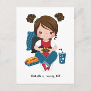 Girl Game Night Video Game Party Invitation Postcard