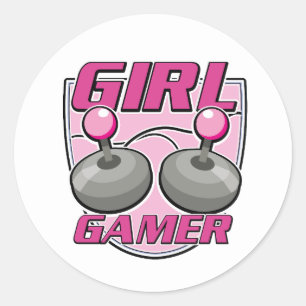 Girl Gamer  Classic Round Sticker