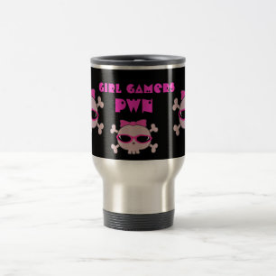 Girl Gamers pwn Skulls With Sunglasses Travel Mug