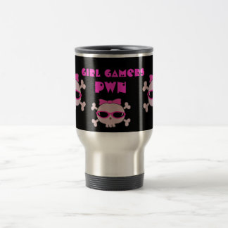 Girl Gamers pwn Skulls With Sunglasses Travel Mug