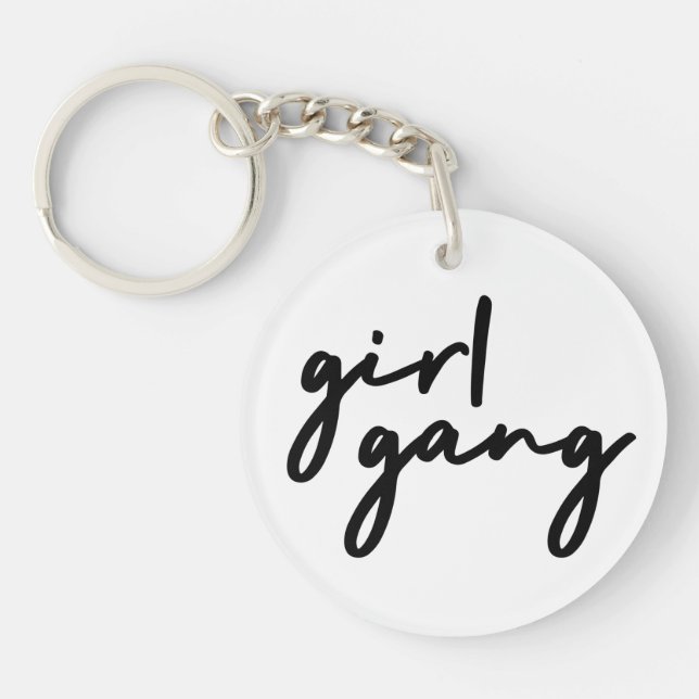 Girl Gang | Cute Girl Power Modern Feminism Key Ring (Front)