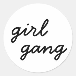 girl gang cute modern feminist girl power script  classic round sticker