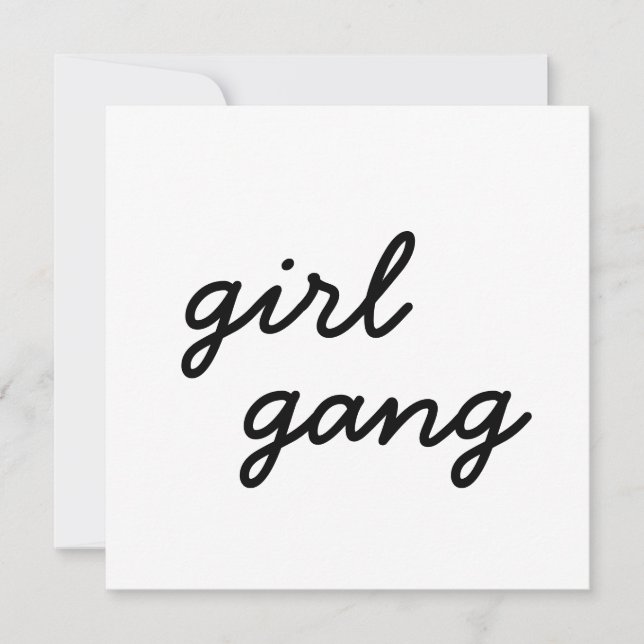 girl gang cute modern feminist girl power script  invitation (Front)