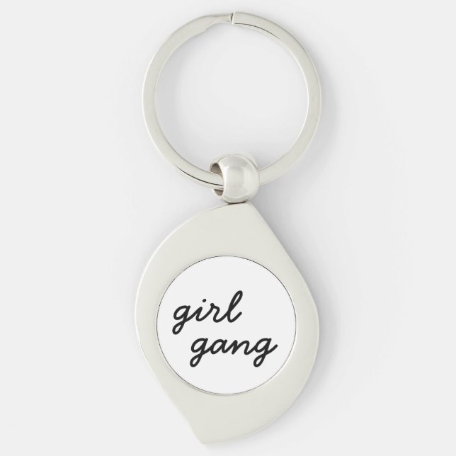 girl gang cute modern feminist girl power script  key ring (Front)