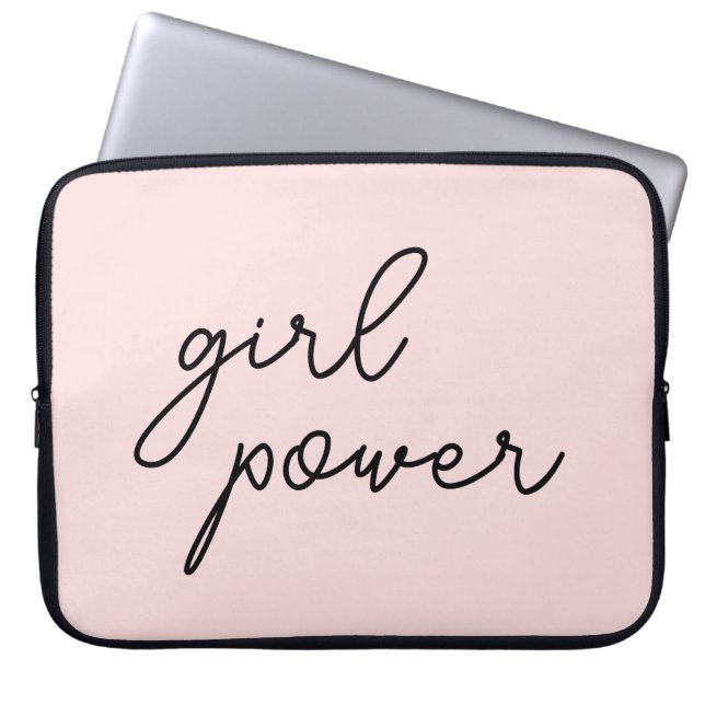 Girl Gang Cute Pink Girl Power Modern Feminist Laptop Sleeve (Front)